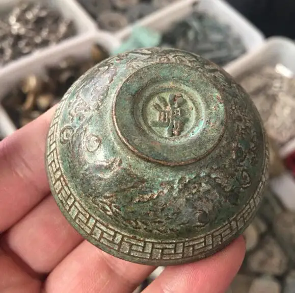 Chinese antique handmade brass statue dragon bowl