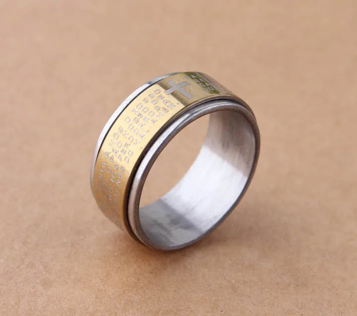 

double layer swivelling scriptures cross Summer 2014 Fashion Jewelry 316l Stainless Steel Cross Scripture Lord of the Rings
