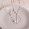 Collar de perlas de imitación para mujer, joyería encantadora con personalidad, colgante de cadena fina ajustable para clavícula ► Foto 2/6