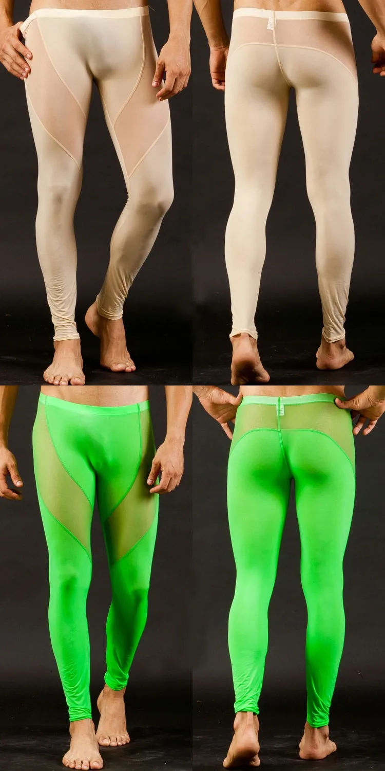 Сексуальное мужское длинное нейлоновое шелковое нижнее белье, брюки, сетчатые прозрачные мужские штаны с низкой посадкой, леггинсы, чулки