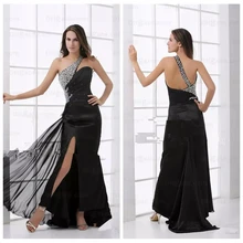 Черные шикарные вечерние платья с одним плечом для выпускного вечера в стиле ретро, сексуальные женские платья с разрезом, вечерние платья на заказ