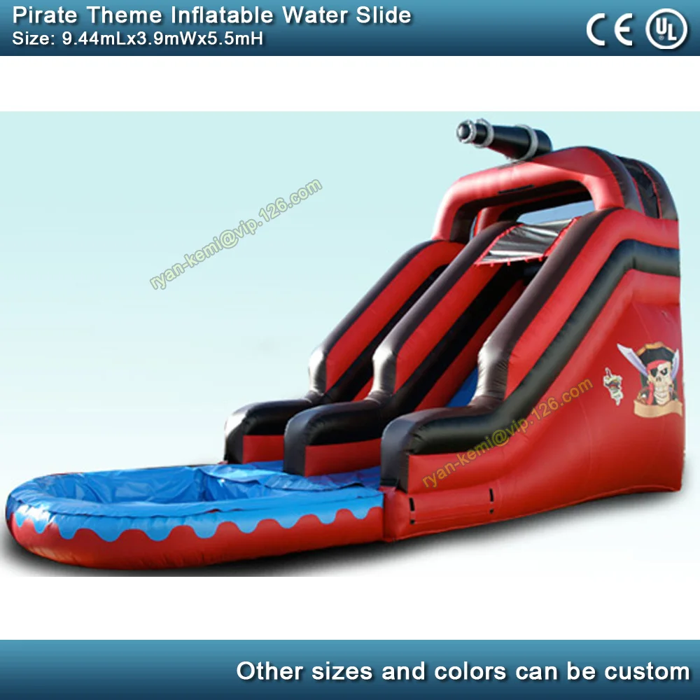 9.4mLx3.9mWx5.5mH Pirate theme giant inflatable water slide with pool for adults kids inflatable water park toy wet slide 2