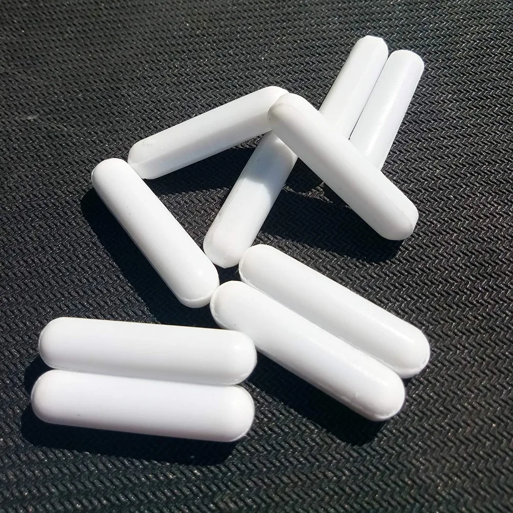 Anel de Ptfe Barra de Agitação Barras de Agitação sem Pivô Pacote de 10 Laboratório Magnética Planície Branco Spinbars C8x35mm