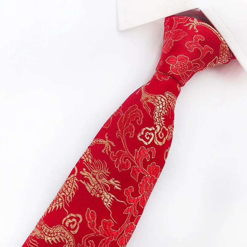 Высококлассный Шелковый праздничный китайский дракон китайский талисман шаблон Свадебный галстук шафера