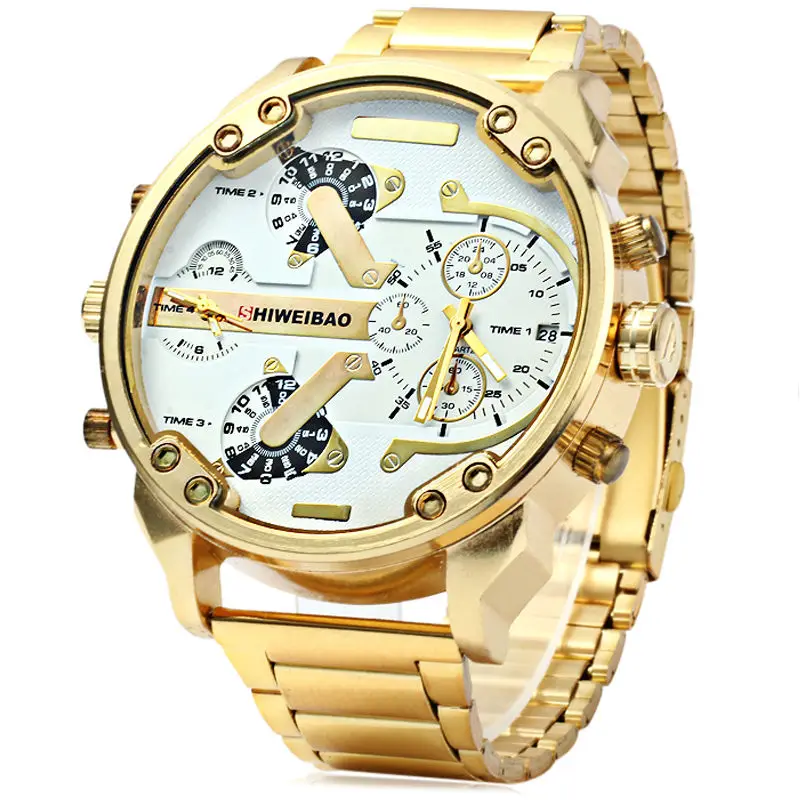 Бренд Shiweibao мужские s кварцевые часы мужские золотые стальные ремешок для часов с двумя часовыми поясами военные наручные часы спортивные Relogio Masculino Новинка