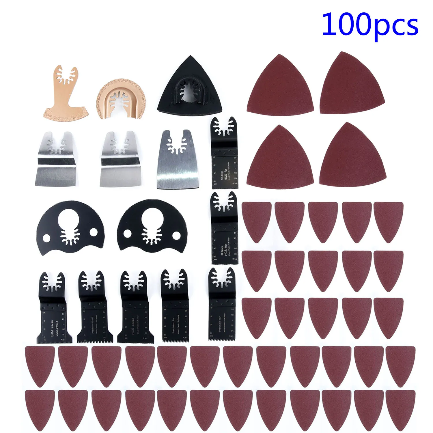 

100pcs Oscillating Multi Tool Saw Blades Accessories Kit For Fein Makita Power Tools Accessories Woodworking Saw Blades