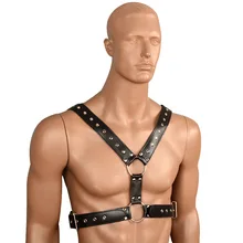 Регулируемый мужской грудь уплотнительные кольца соединенный эротический БДСМ бондаж белье сексуальное кожаное сексуальное тело жгут мужской нагрудный ремень