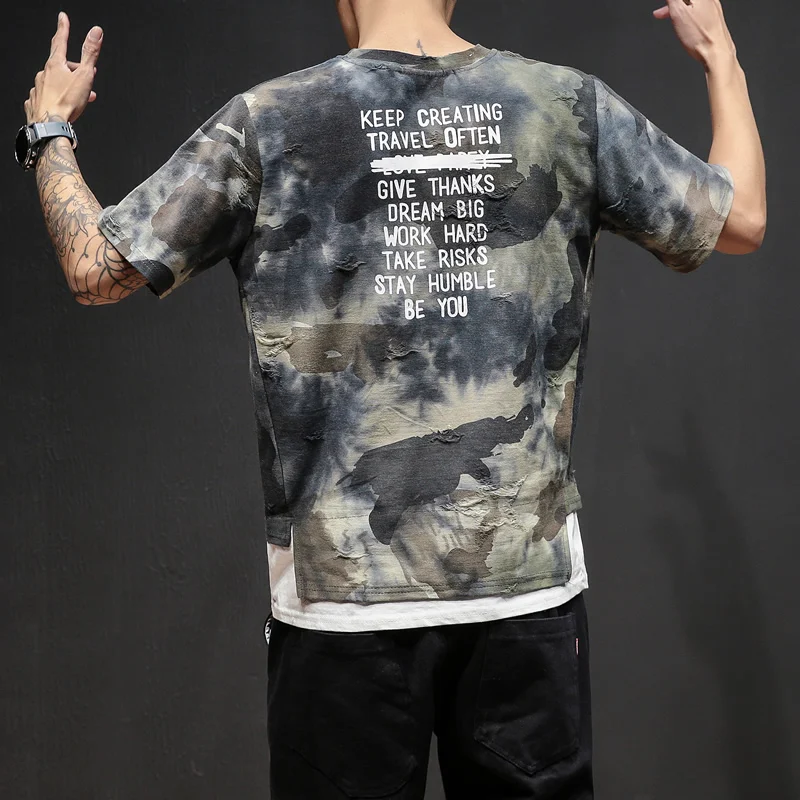 

Men design Tshirt cool short Sleeve Tactical Camouflage maleT-shirt masculina tshirt Military broken T shirt plus size