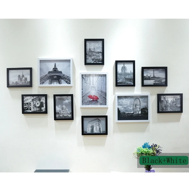 Фоторамка для демонстрации фотографий настенный коллаж Черно-Белая настенная фоторамка набор современного искусства для дома, комнаты, офиса 11 шт