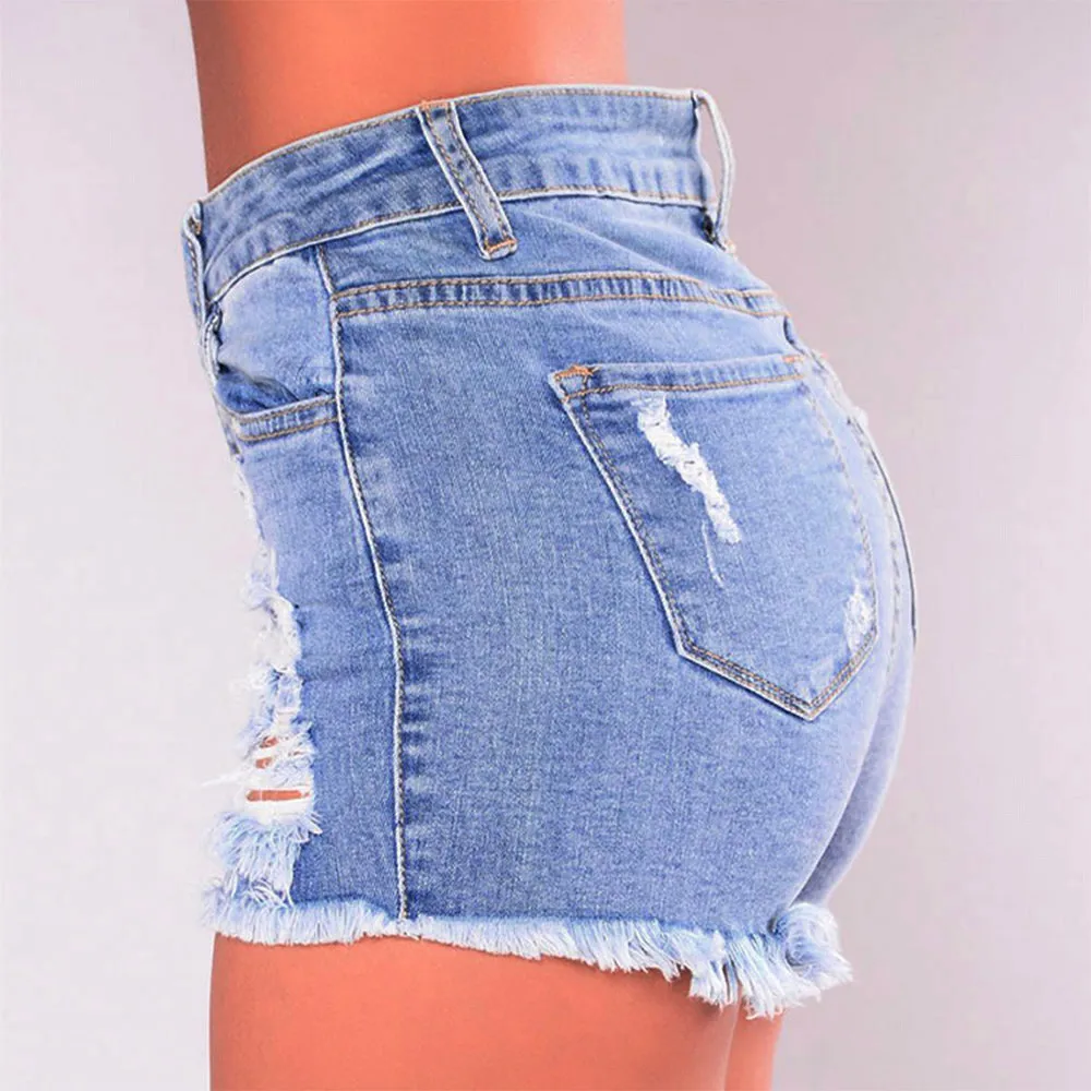 Женские джинсы с высокой талией 2019 женские тонкие потертые рваные мягкие и удобные короткие мини джинсы джинсовые сексуальные брюки шорты