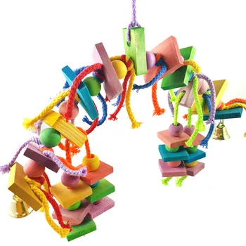 

Parrot Toy Bird Toy Parrot Colored Wood Block Bite Toy Smile Face
