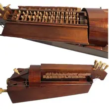 Ручная работа из твердой древесины 6 струн 24 клавиши красивый темно-коричневый Hurdy гурди