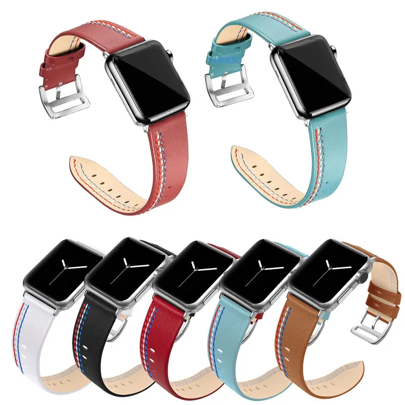 50 шт. высококачественный ремешок для часов iwatch 4 3 2 1 для Apple Watch Band кожаный ремешок 42 мм 38 мм 40 мм 44 мм