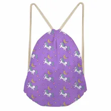 Noisydesigns simple personality unicorn lovely 3D Tropical Printed Backpack Women Girls New Drawstring Bag Casual Travel
