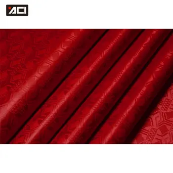 

ACI African Sewing Fabric Nigeria Damask Guinea Brocade Red Color Bazin Riche Breathable African Jacquard Garment For Women