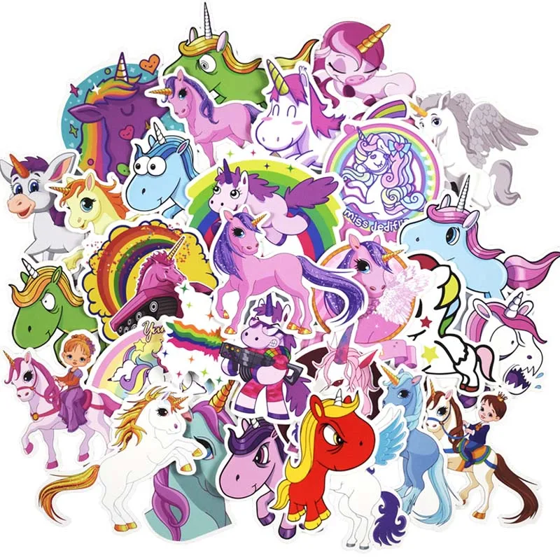 

100/33Pcs Unicorn Cute Stickers for Laptop Skateboad Bicycles Phone Car Styling Motorcycle Vinyl Decals Cute Fashion DIY Sticker