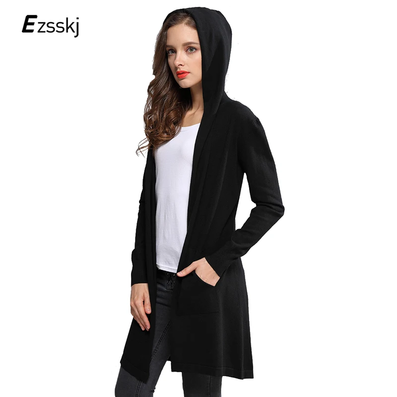 2018 Spring Autumn Women Long Hoodies Sweatshirts Coat Casual Pockets