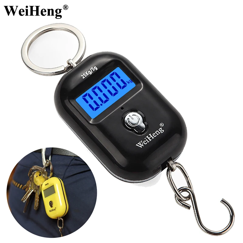 

WeiHeng new style Mini Portable Digital Hanging Scale 25kg 5g LCD Luggage Hook Fishing Weight Balance