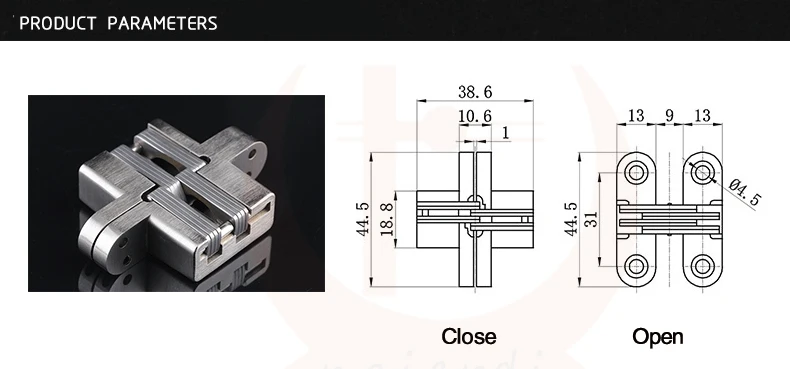 NAIERDI-4014 304 Нержавеющая сталь Скрытая петли 13x45 мм невидимый скрытый складной шарнир двери с винтовым зажимом для мебельная фурнитура