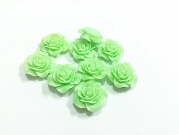 

Newest ! 20mm 100pcs/lot Mint Green Flatback Resin Flower Beads (Have The Hole )