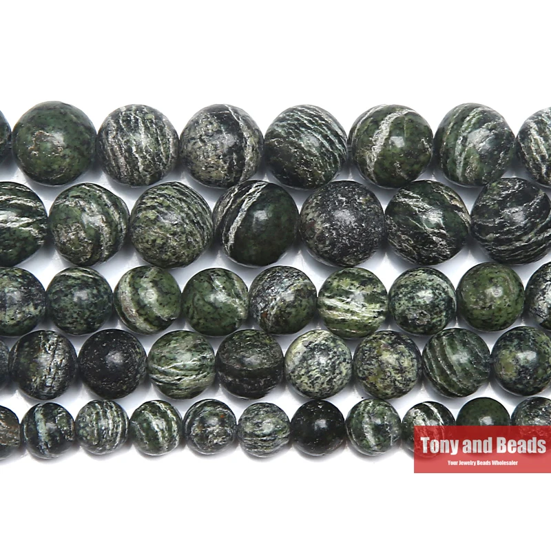 

Free Shipping Natural Stone Green Zebra Jaspers Round Beads 15" Strand 4 6 8 10 12MM Pick Size For Jewelry Making