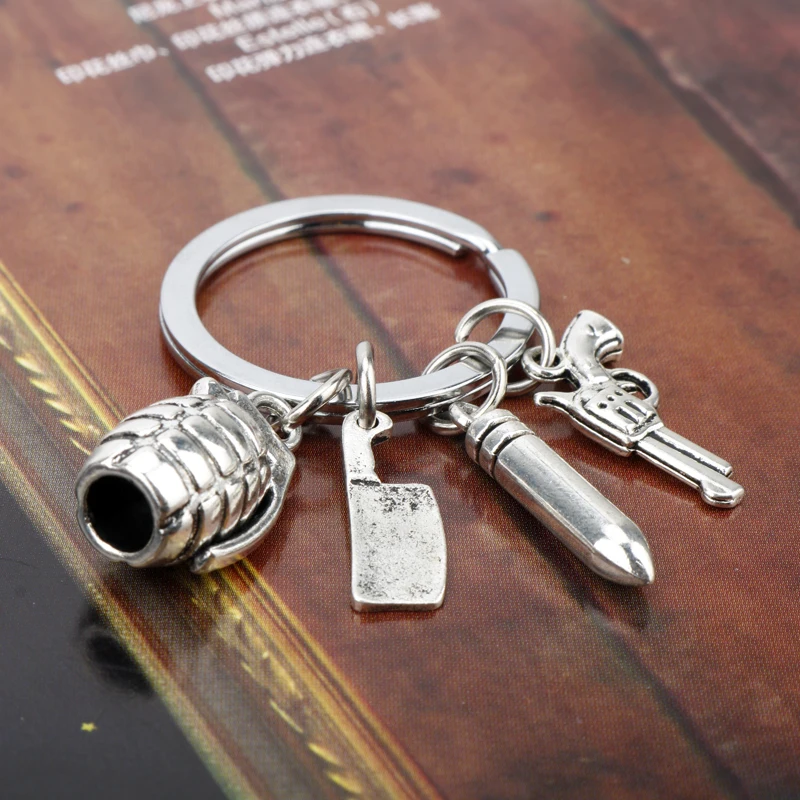 Dongsheng Jewelry Supernatural Keychain Pistol Gun Bullet Knife Mens