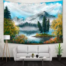 Snowberg Snow Mountain Scenery Digital Printed Hippie Tapestry Bed Wall Decor Hanging Curtains Christmas Gift Banner 130x150cm
