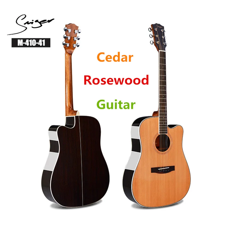 Guitar Cedar Acoustic Electric Steel-String 41 Inches D-Body Guitarra 6 Strings Folk Pop Cutaway Wood Color Guitars Pickup