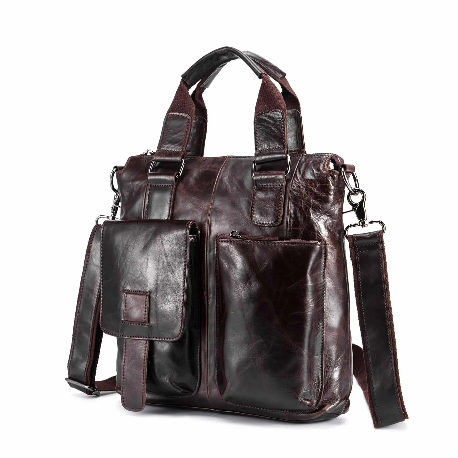 Мужской кожаный Ретро дизайнерский деловой портфель, повседневная дорожная сумка для ноутбука 12 дюймов, сумка-тоут, сумка-мессенджер, портфель, B259-dc - Цвет: dark coffee