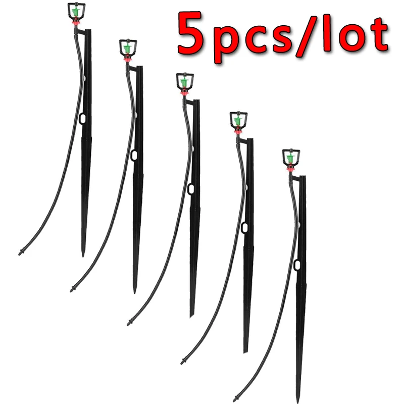 

5pcs Plug-In Rotary Micro Spray Nozzles Spike Pop Up Water Sprinkler Heads Nozzle on Spike Home Garden Irrigation System Fitting
