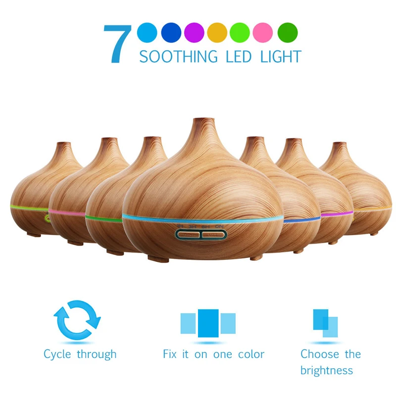 300ml Air Humidifier Essential Oil Diffuser Aroma Lamp Aromatherapy Electric Aroma Diffuser Mist Maker for Home-Wood