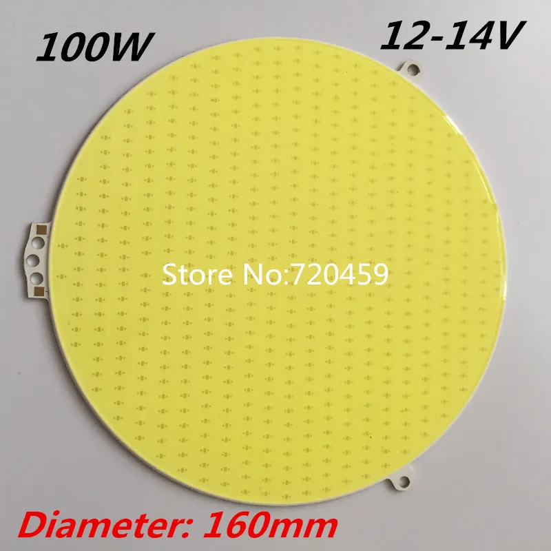

Diameter 160mm DC12V-14V 100W LED High power Bright Round COB Surface light source chip High Bright Ceiling light source White