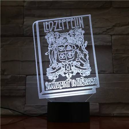 Светодиодный ночной Светильник музыка английский рок-группы Led Zeppelin книга 3D Иллюзия лампы для Офис украшения комнаты классный подарок для вентиляторы