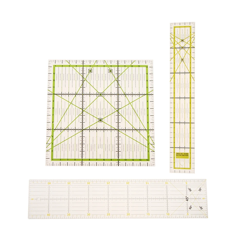 3Pcs Quilting Ruler Transparent Patchwork Ruler, Rotary Cutter Ruler for sewing Handicrafts with exact Measurements and Cuts