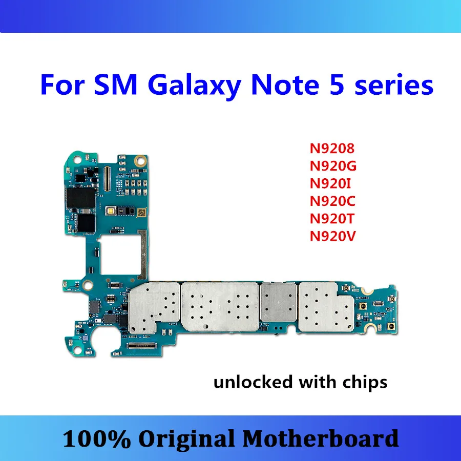 

Unlocked for Samsung Galaxy motherboard Note 5 N9208/N920G/N920I/N920C/N920T/N920V logic board 32gb Android updated mainboard MB