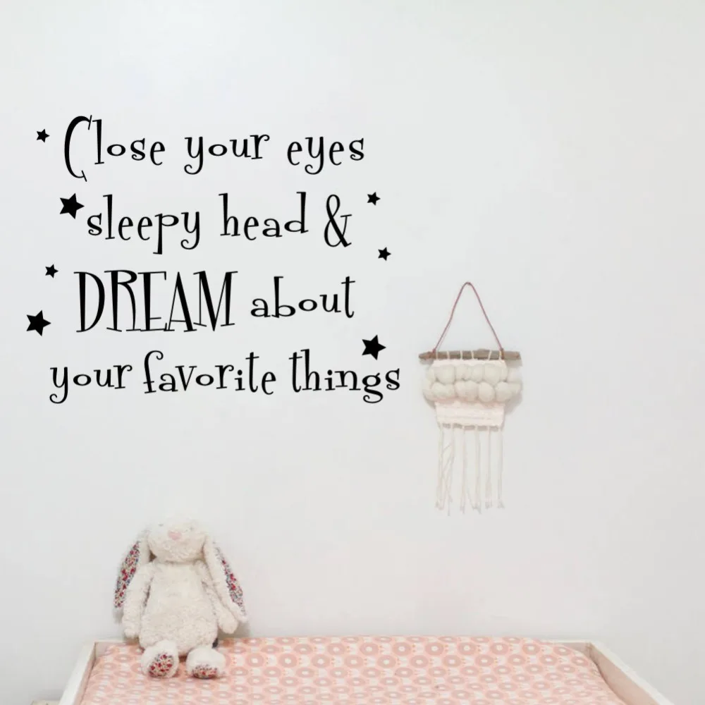 Close Your Eyes Sleepy Head Kids Quote Wall Art Letter Stickers for Home Decoration |