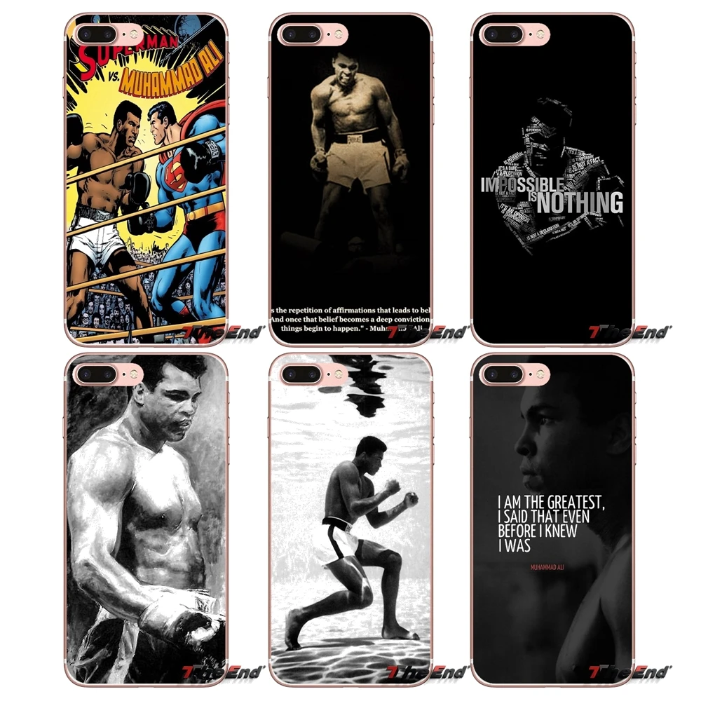 Мягкий чехол для iPhone X 4 4S 5 5S 5C SE 6 6S 7 8 Plus Samsung Galaxy J1 J3 J5 J7 A3 A5 2016 2017 Muhammad Ali King of Boxing