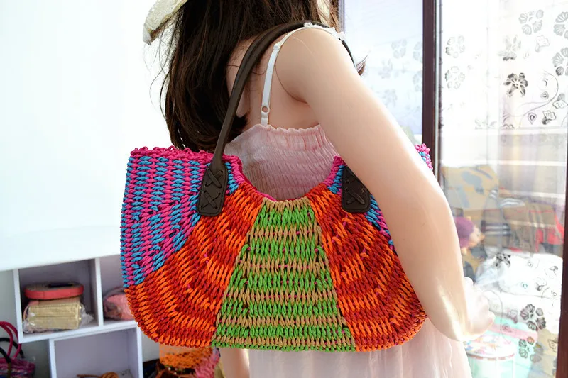 2016 nueva moda grande bolsos de paja de ganchillo para decorar bolso de playa tejido Vintage bolsos de hombro hechos a mano verano para mujer|woven bags|crochet straw bagstraw bag -