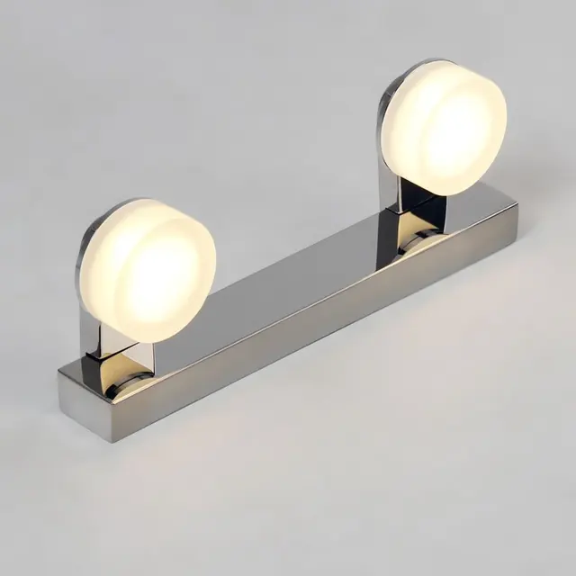 Modern Round Acrylic LED Bathroom Wall lamp Mirror Front White Wall