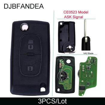 

DJBFANDEA 3PCS/Lot CE0523 ASK 433MHz ID46 PCF7941 Chip 2 Button Car Flip Remote Key Fob For Citroen for Peugeot 407 VA2 Blade