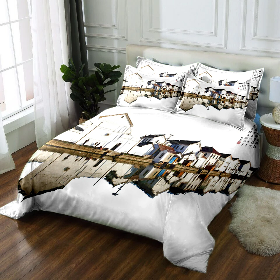 

bedding set Twin Full Queen Linen set Single Double Bed set 3D Duvet Cover Bed Sheet Pillowcase California king House picture