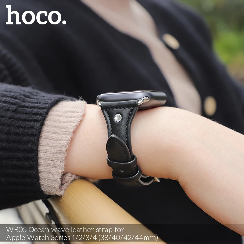 Женский браслет Hoco, ремешок для Apple watch, серия 4, 3, 2, 1, Алмазный ремешок из натуральной кожи для Iwatch, 38 мм, 42 мм, 40 мм, 44 мм