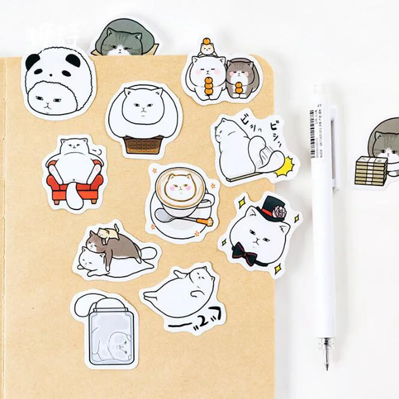 Милый Стикеры канцелярских принадлежностей в виде толстого кота s мобильный