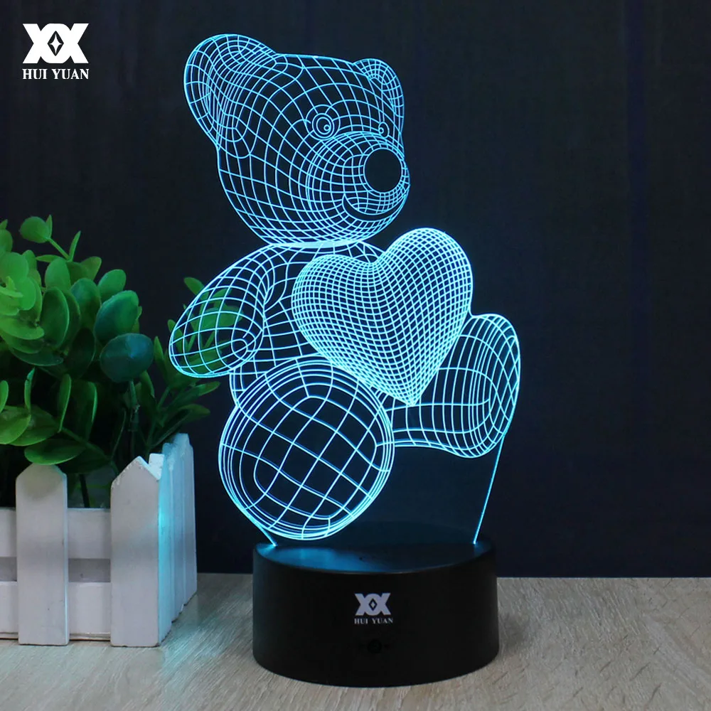 

Teddy Bear Kitty Cat 3D Lamp LOVE Romantic Night Light LED Decorative Table Lamp USB Colorful Color Change Girlfriend Gift