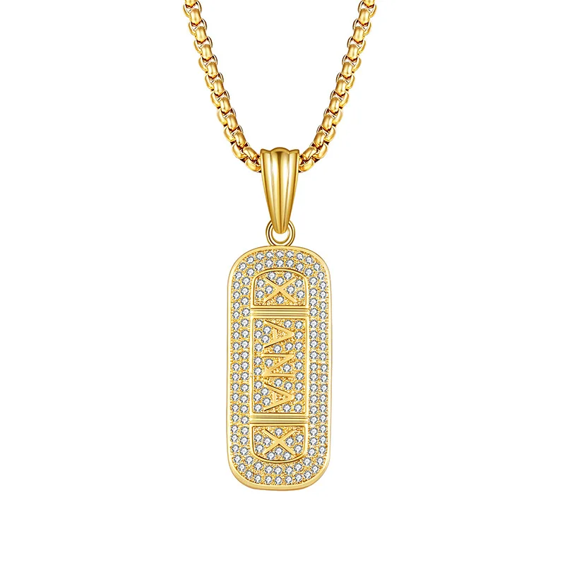 

High Quality Micro Cubic Zirconia Gold Color Jewelry Hiphop/Rock Hypnotic Sedatives Shape Pendant Necklace For Man And Woman