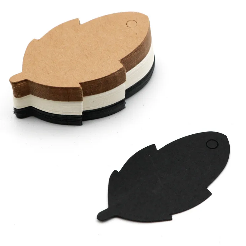 

100PCS leaf Kraft Paper Tags Garment DIY Crafts Cards Price Hang Party Gift Packaging Label Bookmark Luggage Tag