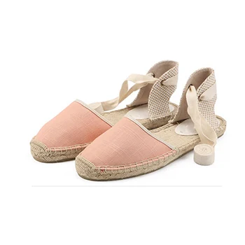 

Vogue Lace Up Espadrilles Women Sandals Stripe Espadrilles Fisherman Sandals Summer Beach Shoes Women Flat Sandals SWC0088