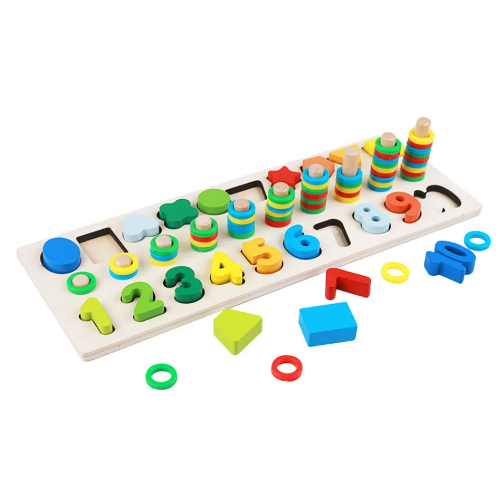 Деревянные цветные цифровые формы парные когнитивные логарифмическая доска Раннее детство образование головоломка ручной захват головоломки игры