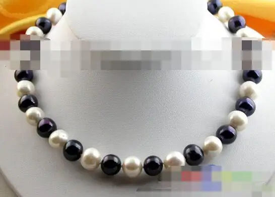 

song voge gem nanJ2230 ROUND WHITE BLACK FRESHWATER PEARL NECKLACE