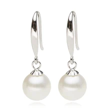 925 silver real natural big Hot shipping 925 sterling silver light Pearl Earrings circle fashion all-match to send his girlfrien